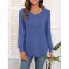 image:imageWEACZZY Women Long Sleeve Shirts Crew Neck Tunic Tops Soft Casual Blouses Creased Design Curved Side Hem Fashion Outfits 202605 Blue