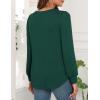 image:imageWEACZZY Women Long Sleeve Shirts Crew Neck Tunic Tops Soft Casual Blouses Creased Design Curved Side Hem Fashion Outfits 202605 Dark Green