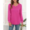 image:imageWEACZZY Women Long Sleeve Shirts Crew Neck Tunic Tops Soft Casual Blouses Creased Design Curved Side Hem Fashion Outfits 202605 Hot Pink