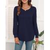 image:imageWEACZZY Women Long Sleeve Shirts Crew Neck Tunic Tops Soft Casual Blouses Creased Design Curved Side Hem Fashion Outfits 202605 Navy Blue