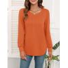image:imageWEACZZY Women Long Sleeve Shirts Crew Neck Tunic Tops Soft Casual Blouses Creased Design Curved Side Hem Fashion Outfits 202605 Orange