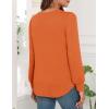 image:imageWEACZZY Women Long Sleeve Shirts Crew Neck Tunic Tops Soft Casual Blouses Creased Design Curved Side Hem Fashion Outfits 202605 Orange