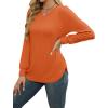 image:imageWEACZZY Women Long Sleeve Shirts Crew Neck Tunic Tops Soft Casual Blouses Creased Design Curved Side Hem Fashion Outfits 202605 Orange
