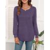 image:imageWEACZZY Women Long Sleeve Shirts Crew Neck Tunic Tops Soft Casual Blouses Creased Design Curved Side Hem Fashion Outfits 202605 Purple