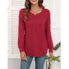 image:imageWEACZZY Women Long Sleeve Shirts Crew Neck Tunic Tops Soft Casual Blouses Creased Design Curved Side Hem Fashion Outfits 202605 Red