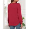 image:imageWEACZZY Women Long Sleeve Shirts Crew Neck Tunic Tops Soft Casual Blouses Creased Design Curved Side Hem Fashion Outfits 202605 Red
