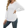 image:imageWEACZZY Women Long Sleeve Shirts Crew Neck Tunic Tops Soft Casual Blouses Creased Design Curved Side Hem Fashion Outfits 202605 White