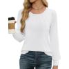 image:imageWEACZZY Women Long Sleeve Shirts Crew Neck Tunic Tops Soft Casual Blouses Creased Design Curved Side Hem Fashion Outfits 202605 White