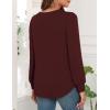 image:imageWEACZZY Women Long Sleeve Shirts Crew Neck Tunic Tops Soft Casual Blouses Creased Design Curved Side Hem Fashion Outfits 202605 Wine Red