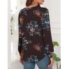 image:imageWEACZZY Women Long Sleeve Shirts Crew Neck Tunic Tops Soft Casual Blouses Creased Design Curved Side Hem Fashion Outfits 202606 Blue Flower