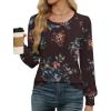 image:imageWEACZZY Women Long Sleeve Shirts Crew Neck Tunic Tops Soft Casual Blouses Creased Design Curved Side Hem Fashion Outfits 202606 Blue Flower