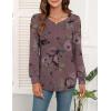 image:imageWEACZZY Women Long Sleeve Shirts Crew Neck Tunic Tops Soft Casual Blouses Creased Design Curved Side Hem Fashion Outfits 202606 Floral Red Bean