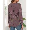 image:imageWEACZZY Women Long Sleeve Shirts Crew Neck Tunic Tops Soft Casual Blouses Creased Design Curved Side Hem Fashion Outfits 202606 Floral Red Bean