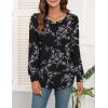 image:imageWEACZZY Women Long Sleeve Shirts Crew Neck Tunic Tops Soft Casual Blouses Creased Design Curved Side Hem Fashion Outfits 202606 Floral White Black
