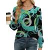 image:imageWEACZZY Women Long Sleeve Shirts Crew Neck Tunic Tops Soft Casual Blouses Creased Design Curved Side Hem Fashion Outfits 202606 Geometric Printed