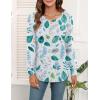 image:imageWEACZZY Women Long Sleeve Shirts Crew Neck Tunic Tops Soft Casual Blouses Creased Design Curved Side Hem Fashion Outfits 202606 Print Leaf White