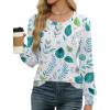 image:imageWEACZZY Women Long Sleeve Shirts Crew Neck Tunic Tops Soft Casual Blouses Creased Design Curved Side Hem Fashion Outfits 202606 Print Leaf White