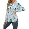 image:imageWEACZZY Women Long Sleeve Shirts Crew Neck Tunic Tops Soft Casual Blouses Creased Design Curved Side Hem Fashion Outfits 202606 Print Leaf White