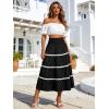 image:imageBerydress Smocked Boho Maxi Skirts for Women 2026 Elastic High Waisted Flowy A Line Ruffle Casual Summer Boho Long SkirtBlack
