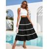 image:imageBerydress Smocked Boho Maxi Skirts for Women 2026 Elastic High Waisted Flowy A Line Ruffle Casual Summer Boho Long SkirtBlack