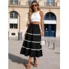image:imageBerydress Smocked Boho Maxi Skirts for Women 2026 Elastic High Waisted Flowy A Line Ruffle Casual Summer Boho Long SkirtBlack