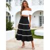 image:imageBerydress Smocked Boho Maxi Skirts for Women 2026 Elastic High Waisted Flowy A Line Ruffle Casual Summer Boho Long SkirtBlack