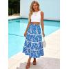image:imageBerydress Smocked Boho Maxi Skirts for Women 2026 Elastic High Waisted Flowy A Line Ruffle Casual Summer Boho Long SkirtBlue Flower