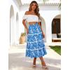 image:imageBerydress Smocked Boho Maxi Skirts for Women 2026 Elastic High Waisted Flowy A Line Ruffle Casual Summer Boho Long SkirtBlue Flower