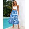 image:imageBerydress Smocked Boho Maxi Skirts for Women 2026 Elastic High Waisted Flowy A Line Ruffle Casual Summer Boho Long SkirtBlue Flower