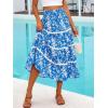 image:imageBerydress Smocked Boho Maxi Skirts for Women 2026 Elastic High Waisted Flowy A Line Ruffle Casual Summer Boho Long SkirtBlue Flower