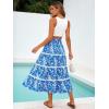 image:imageBerydress Smocked Boho Maxi Skirts for Women 2026 Elastic High Waisted Flowy A Line Ruffle Casual Summer Boho Long SkirtBlue Flower