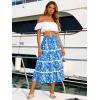 image:imageBerydress Smocked Boho Maxi Skirts for Women 2026 Elastic High Waisted Flowy A Line Ruffle Casual Summer Boho Long SkirtBlue Flower