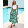 image:imageBerydress Smocked Boho Maxi Skirts for Women 2026 Elastic High Waisted Flowy A Line Ruffle Casual Summer Boho Long SkirtGreen Floral