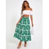 image:imageBerydress Smocked Boho Maxi Skirts for Women 2026 Elastic High Waisted Flowy A Line Ruffle Casual Summer Boho Long SkirtGreen Floral