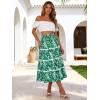 image:imageBerydress Smocked Boho Maxi Skirts for Women 2026 Elastic High Waisted Flowy A Line Ruffle Casual Summer Boho Long SkirtGreen Floral