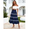 image:imageBerydress Smocked Boho Maxi Skirts for Women 2026 Elastic High Waisted Flowy A Line Ruffle Casual Summer Boho Long SkirtNavy Blue