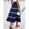 image:imageBerydress Smocked Boho Maxi Skirts for Women 2026 Elastic High Waisted Flowy A Line Ruffle Casual Summer Boho Long SkirtNavy Blue