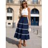 image:imageBerydress Smocked Boho Maxi Skirts for Women 2026 Elastic High Waisted Flowy A Line Ruffle Casual Summer Boho Long SkirtNavy Blue