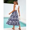 image:imageBerydress Smocked Boho Maxi Skirts for Women 2026 Elastic High Waisted Flowy A Line Ruffle Casual Summer Boho Long SkirtNavy Floral