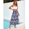 image:imageBerydress Smocked Boho Maxi Skirts for Women 2026 Elastic High Waisted Flowy A Line Ruffle Casual Summer Boho Long SkirtNavy Floral