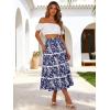 image:imageBerydress Smocked Boho Maxi Skirts for Women 2026 Elastic High Waisted Flowy A Line Ruffle Casual Summer Boho Long SkirtNavy Floral