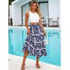 image:imageBerydress Smocked Boho Maxi Skirts for Women 2026 Elastic High Waisted Flowy A Line Ruffle Casual Summer Boho Long SkirtNavy Floral