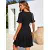 image:imageBerydress Womens Summer Dresses with Pockets 2026 Short Sleeve V Neck Casual Tiered Ruffle Babydoll Flowy Mini Sun DressBlack