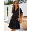 image:imageBerydress Womens Summer Dresses with Pockets 2026 Short Sleeve V Neck Casual Tiered Ruffle Babydoll Flowy Mini Sun DressBlack