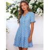 image:imageBerydress Womens Summer Dresses with Pockets 2026 Short Sleeve V Neck Casual Tiered Ruffle Babydoll Flowy Mini Sun DressBlue Daisy