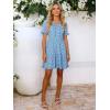 image:imageBerydress Womens Summer Dresses with Pockets 2026 Short Sleeve V Neck Casual Tiered Ruffle Babydoll Flowy Mini Sun DressBlue Daisy