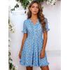 image:imageBerydress Womens Summer Dresses with Pockets 2026 Short Sleeve V Neck Casual Tiered Ruffle Babydoll Flowy Mini Sun DressBlue Daisy