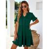 image:imageBerydress Womens Summer Dresses with Pockets 2026 Short Sleeve V Neck Casual Tiered Ruffle Babydoll Flowy Mini Sun DressDark Green