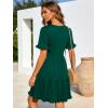 image:imageBerydress Womens Summer Dresses with Pockets 2026 Short Sleeve V Neck Casual Tiered Ruffle Babydoll Flowy Mini Sun DressDark Green