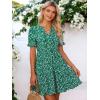 image:imageBerydress Womens Summer Dresses with Pockets 2026 Short Sleeve V Neck Casual Tiered Ruffle Babydoll Flowy Mini Sun DressGreen Floral